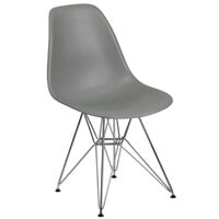 Flash Furniture FH-130-CPP1-GY-GG Elon Series Moss Gray Plastic Accent Side Chair with Chrome Base