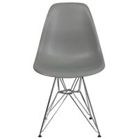 Flash Furniture FH-130-CPP1-GY-GG Elon Series Moss Gray Plastic Accent Side Chair with Chrome Base