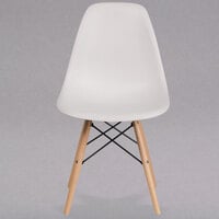 Flash Furniture FH-130-DPP-WH-GG Elon Series White Plastic Accent Side Chair with Wood Base