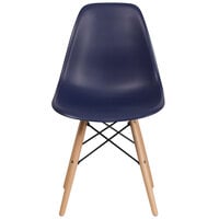 Flash Furniture FH-130-DPP-NY-GG Elon Series Navy Plastic Accent Side Chair with Wood Base