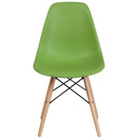 Flash Furniture FH-130-DPP-GN-GG Elon Series Green Plastic Accent Side Chair with Wood Base