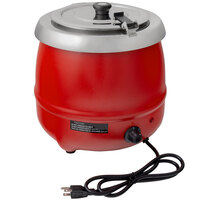 Avantco S30RD 11 Qt. Round Red Countertop Food / Soup Kettle Warmer - 120V, 400W