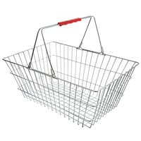 Regency 17 3/4 inch x 12 3/4 inch x 7 1/2 inch Chrome Grocery Shopping Basket with Red Handles