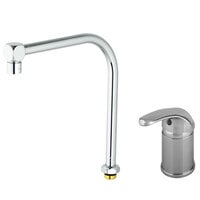 T&S B-2746 Side Mount Faucet with Remote On/Off Control Base, 8 13/16 inch Swing Nozzle, and Flexible Stainless Steel Water Connectors ADA Compliant