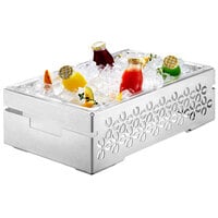Rosseto SM112 Iris 21 1/2 inch x 13 1/2 inch Brushed Stainless Steel Ice Housing with Acrylic Tub