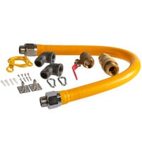 Regency 36" Mobile Gas Connector Hose Kit with 2 Elbows, Full Port Valve, Restraining Device, and Quick Disconnect - 1"