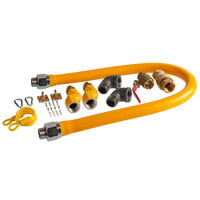 Regency 48" Mobile Gas Connector Hose Kit with 2 Elbows, Full Port Valve, Restraining Device, Quick Disconnect, and 2 Swivel Connectors - 1"