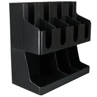 Choice Black 11-Section Countertop Cup, Lid and Napkin Organizer