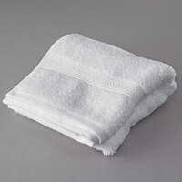 Oxford Vicenza Bianco 16 inch x 32 inch 100% Ringspun Combed Cotton Hand Towel with Dobby Border 6 lb. - 96/Case