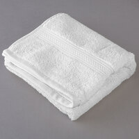 Oxford Vicenza Bianco 16 inch x 30 inch 100% Ringspun Combed Cotton Hand Towel with Dobby Border 4.5 lb. - 120/Case