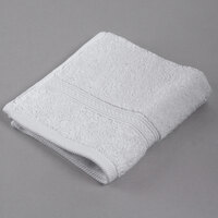 Oxford Vicenza Bianco 13 inch x 13 inch 100% Ringspun Combed Cotton Wash Cloth with Dobby Border 1.8 lb. - 288/Case