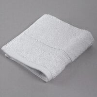 Oxford Vicenza Bianco 13 inch x 13 inch 100% Ringspun Combed Cotton Wash Cloth with Dobby Border 1.8 lb. - 12/Pack
