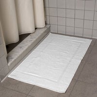 Oxford Vicenza Bianco 21 inch x 36 inch 100% Ringspun Combed Cotton Bath Mat with Dobby Border 12 lb. - 12/Pack