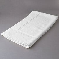 Oxford Vicenza Bianco 21 inch x 36 inch 100% Ringspun Combed Cotton Bath Mat with Dobby Border 12 lb. - 12/Pack