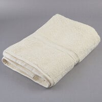Oxford Vicenza Avorio 30" x 58" 100% Ringspun Combed Cotton Bath Towel with Dobby Border 20 lb. - 12/Pack