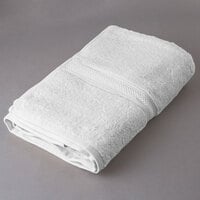 Oxford Vicenza Bianco 27 inch x 54 inch 100% Ringspun Combed Cotton Bath Towel with Dobby Border 16 lb. - 12/Pack