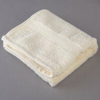 Oxford Vicenza Avorio 16 inch x 30 inch 100% Ringspun Combed Cotton Hand Towel with Dobby Border 4.5 lb. - 120/Case