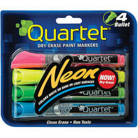 Quartet 79551 Assorted 4-Color Neon Bullet Tip Dry Erase Marker Set - 4/Pack