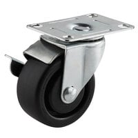 Beverage-Air Equivalent 3 inch Swivel Plate Caster with Brake for DW49, DW79, DW94, WTRCS72, WTRCS84, and WTRCS112 Series