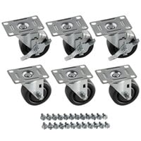 3" Swivel Plate Casters for DW79, DW94, WTRCS72, WTRCS84, and WTRCS112 Series - 6/Set