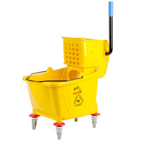 Lavex Janitorial 35 Qt. Yellow Mop Bucket & Side Press Wringer Combo