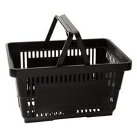 Regency Black 16 1/8 inch x 11 inch Plastic Grocery Market Shopping Basket with Plastic Handles - 12/Pack
