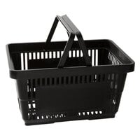 Regency Black 16 3/4" x 11 13/16" Plastic Grocery Market Shopping Basket with Plastic Handles - 12/Pack