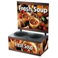 Vollrath 7203103 Twin 7 Qt. Well Soup Merchandiser Base with Menu Board and Country Kitchen Graphics - 120V, 700W