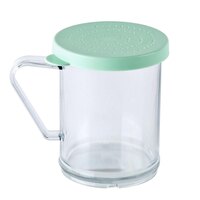 Tablecraft 166B 10 oz. Polycarbonate Shaker with Green Lid for Fine Ground Product