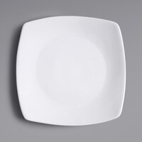 Acopa 8" Bright White Square Porcelain Coupe Plate - 24/Case