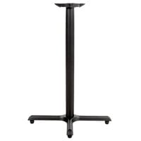 Lancaster Table & Seating 22 inch x 30 inch Black 3 inch Bar Height Column Cast Iron Table Base with FLAT Tech Equalizer Table Levelers