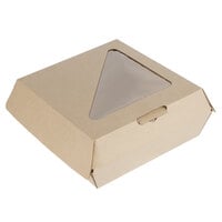 Bagcraft NAT-E883RAVTWF Eco-Flute 8 inch x 8 inch x 3 inch Corrugated Clamshell Take-Out Box with Window - 110/Case