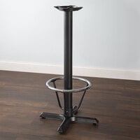 Lancaster Table & Seating Cast Iron 22 inch x 22 inch Black 3 inch Bar Height Column Table Base with 16 inch Foot Ring and Self-Leveling Feet