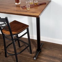 Lancaster Table & Seating 5 inch x 22 inch Black 3 inch Bar Height End Column Cast Iron Table Base with Self-Leveling Feet