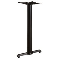 Lancaster Table & Seating Cast Iron 5" x 22" Black 4" Bar Height End Column Table Base with FLAT Tech Equalizer Table Levelers