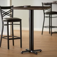 Lancaster Table & Seating 22 inch x 22 inch Black 4 1/2 inch Bar Height Column Cast Iron Table Base with Self-Leveling Feet