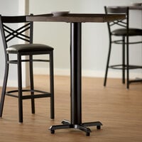 Lancaster Table & Seating 22 inch x 22 inch Black 4 1/2 inch Bar Height Column Cast Iron Table Base with FLAT Tech Equalizer Table Levelers