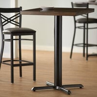 Lancaster Table & Seating 30 inch x 30 inch Black 4 inch Bar Height Column Cast Iron Table Base with Self-Leveling Feet