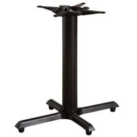 Lancaster Table & Seating 22 inch x 30 inch Black 4 inch Standard Height Column Cast Iron Table Base with FLAT Tech Equalizer Table Levelers