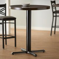 Lancaster Table & Seating 33 inch x 33 inch Black 4 1/2 inch Bar Height Column Stamped Steel Table Base with Self-Leveling Feet