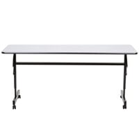 Correll EconoLine Mobile Flip Top Table, 24 inch x 60 inch Adjustable Height Melamine Top, Gray - EconoLine