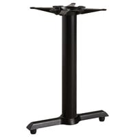 Lancaster Table & Seating Cast Iron 5" x 22" Black 4" Standard Height End Column Table Base with FLAT Tech Equalizer Levelers