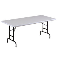 Correll 30 inch x 72 inch Gray Granite Adjustable Height Antimicrobial Plastic Folding Table - 17 inch to 27 inch Height
