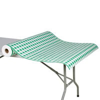 40 inch x 300' Paper Table Cover with Green Gingham Pattern