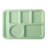 Carlisle 61409 10 inch x 14 inch Green ABS Plastic Left Hand 6 Compartment Tray