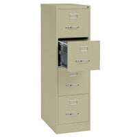 Hirsh Industries 17545 Putty Four-Drawer Vertical Letter File Cabinet - 15 inch x 25 inch x 52 inch