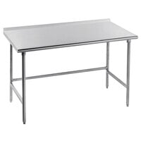 Advance Tabco TFMS-304 30 inch x 48 inch 16 Gauge Open Base Stainless Steel Commercial Work Table with 1 1/2 inch Backsplash
