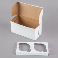 8 inch x 4 inch x 4 inch White Jumbo Cupcake / Muffin Box with Insert - 10/Pack
