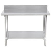 Advance Tabco KSS-304 30 inch x 48 inch 14 Gauge Work Table with Stainless Steel Undershelf and 5 inch Backsplash