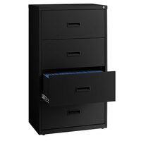 Hirsh Industries 14957 Black Four-Drawer Lateral File Cabinet - 30 inch x 18 5/8 inch x 52 1/2 inch